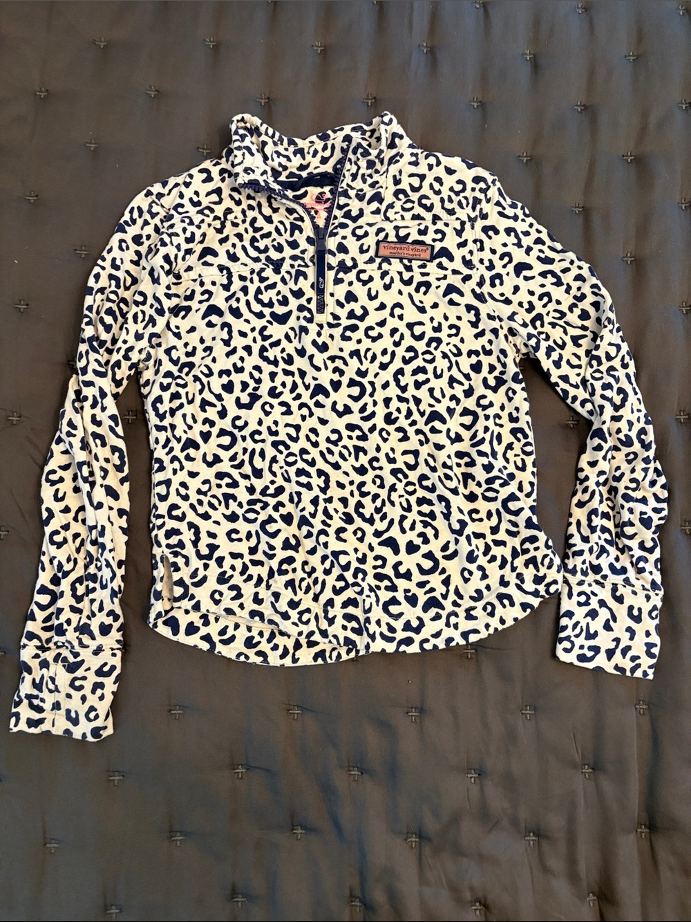 Girls' VV Navy Leopard Quarter-Zip
